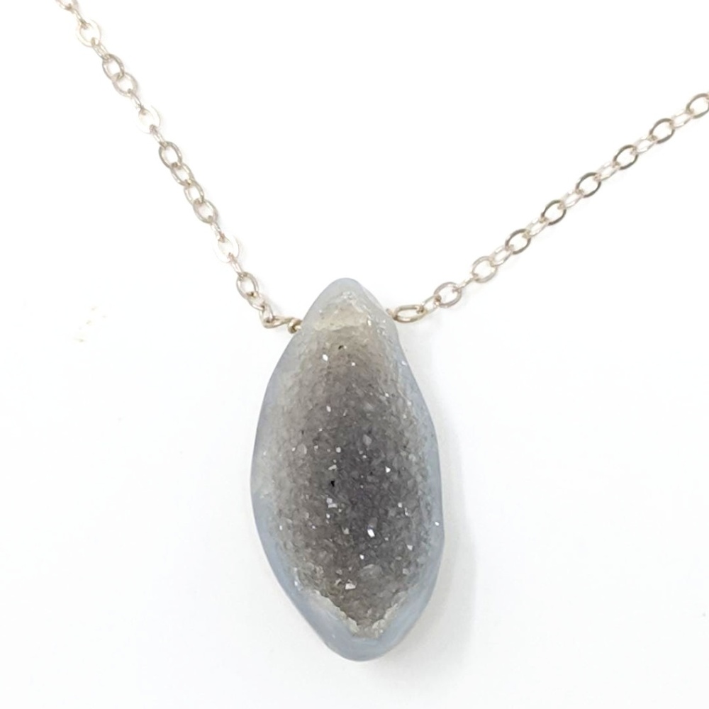 NWT Grey Drusy & Sterling Silver Necklace